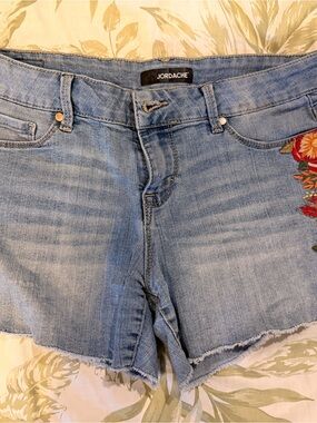 Jordache Light Blue Embroidered Denim Shorts